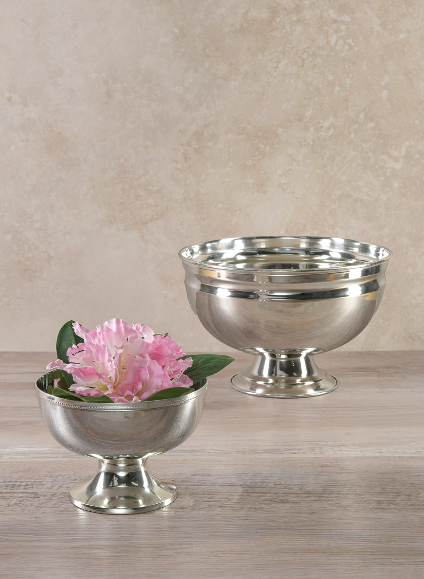 Silver Pedestal Brass Bowls Decor Jamali Garden