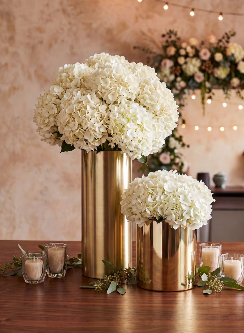 Gold Stainless Steel Cylinders Decor Jamali Garden