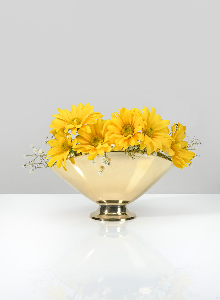 6.25in Wide Gold Oval Brass Bowl Decor Jamali Garden