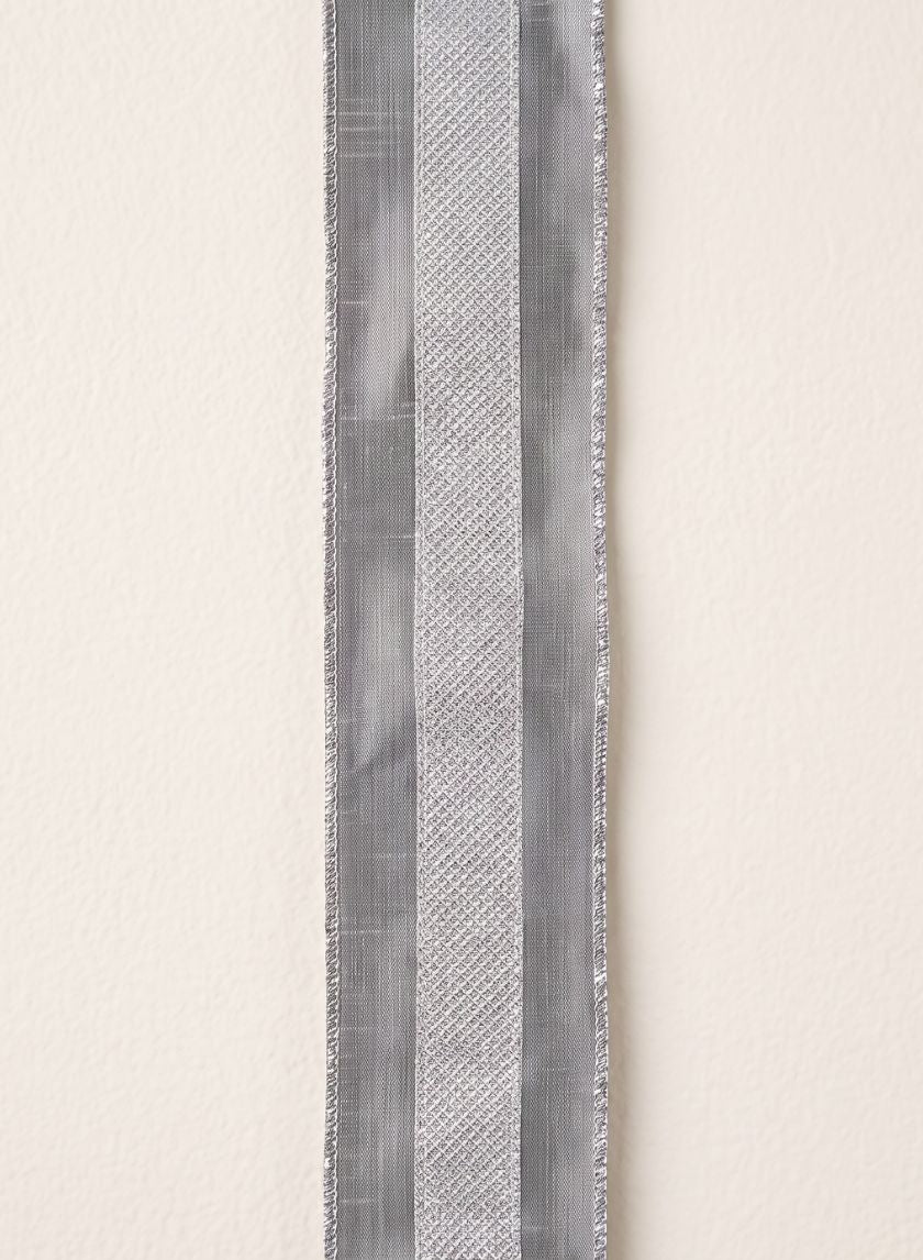 15ft Glitter Stripe Silver Dupioni Ribbon Decor Jamali Garden