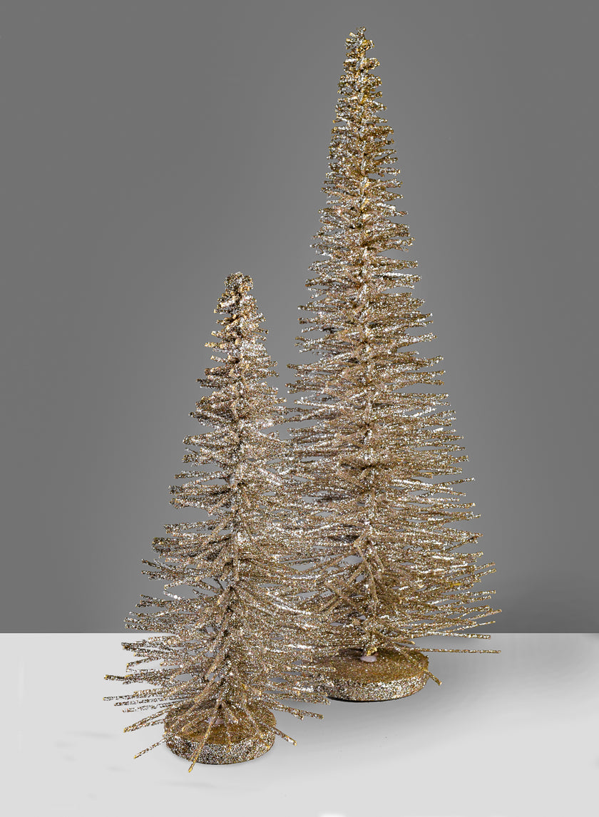 20in Tall Rose & Platinum Glitter Twig Tabletop Tree Decor Jamali Garden