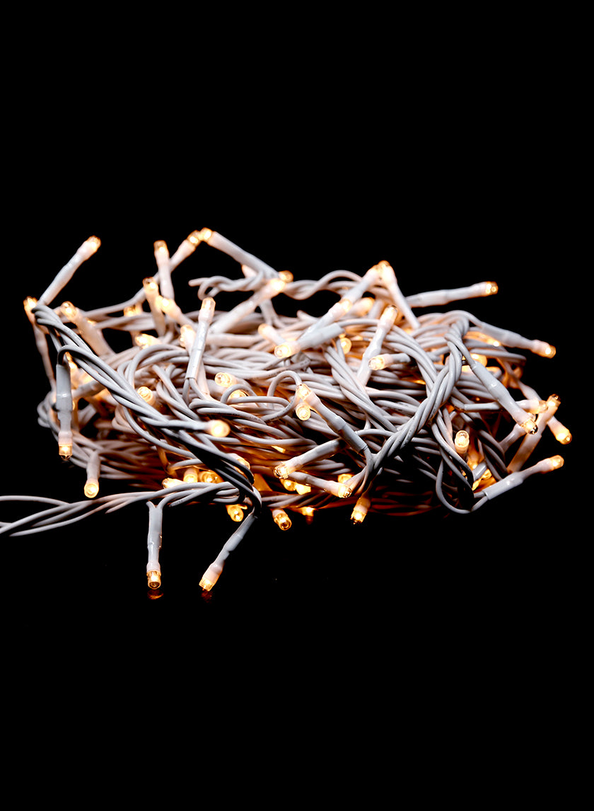 20ft Long 150L Rice Light, White Wire Clear Bulb Decor Jamali Garden