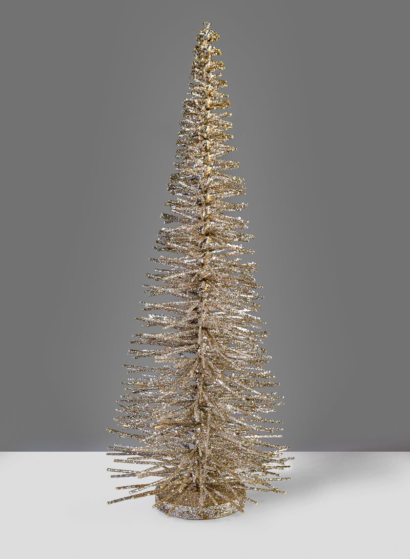 20in Tall Rose & Platinum Glitter Twig Tabletop Tree Decor Jamali Garden