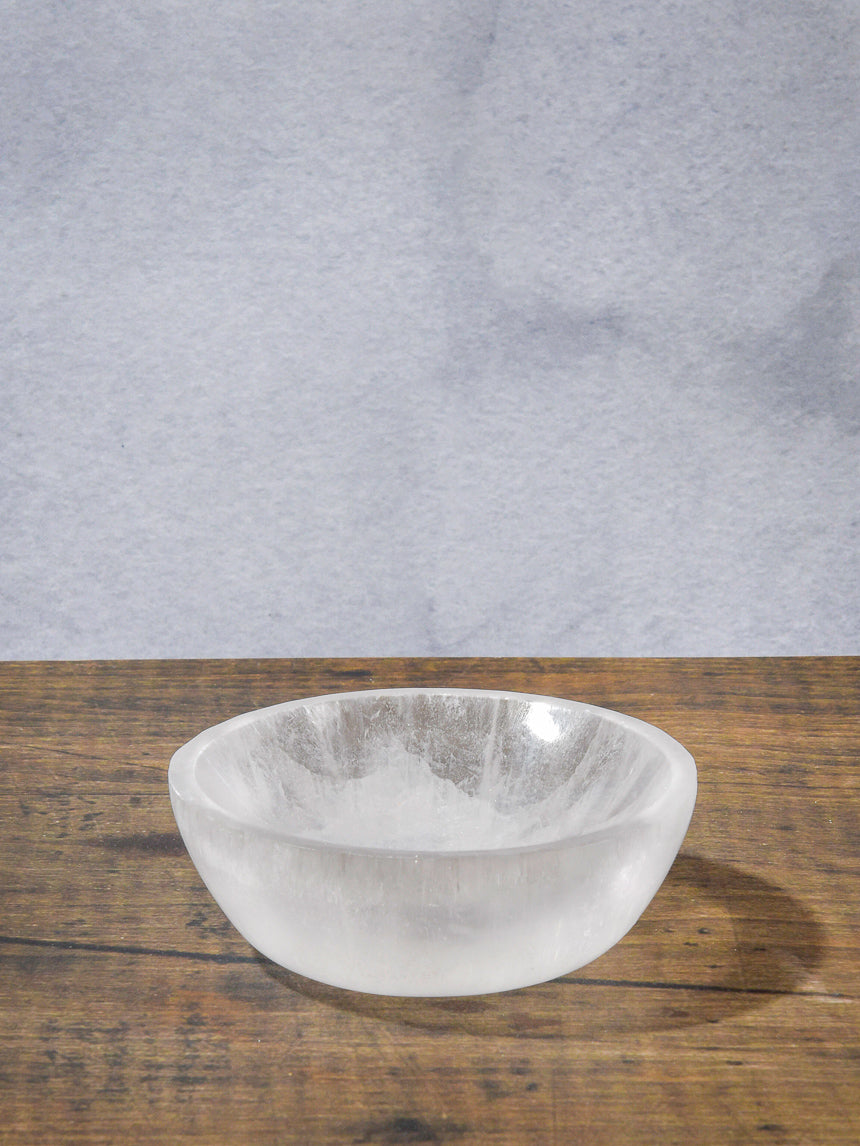4in Wide Selenite Glass Bowl Decor Jamali Garden