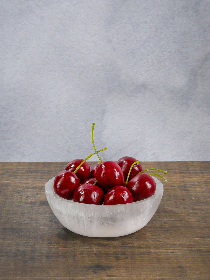 4in Wide Selenite Glass Bowl Decor Jamali Garden