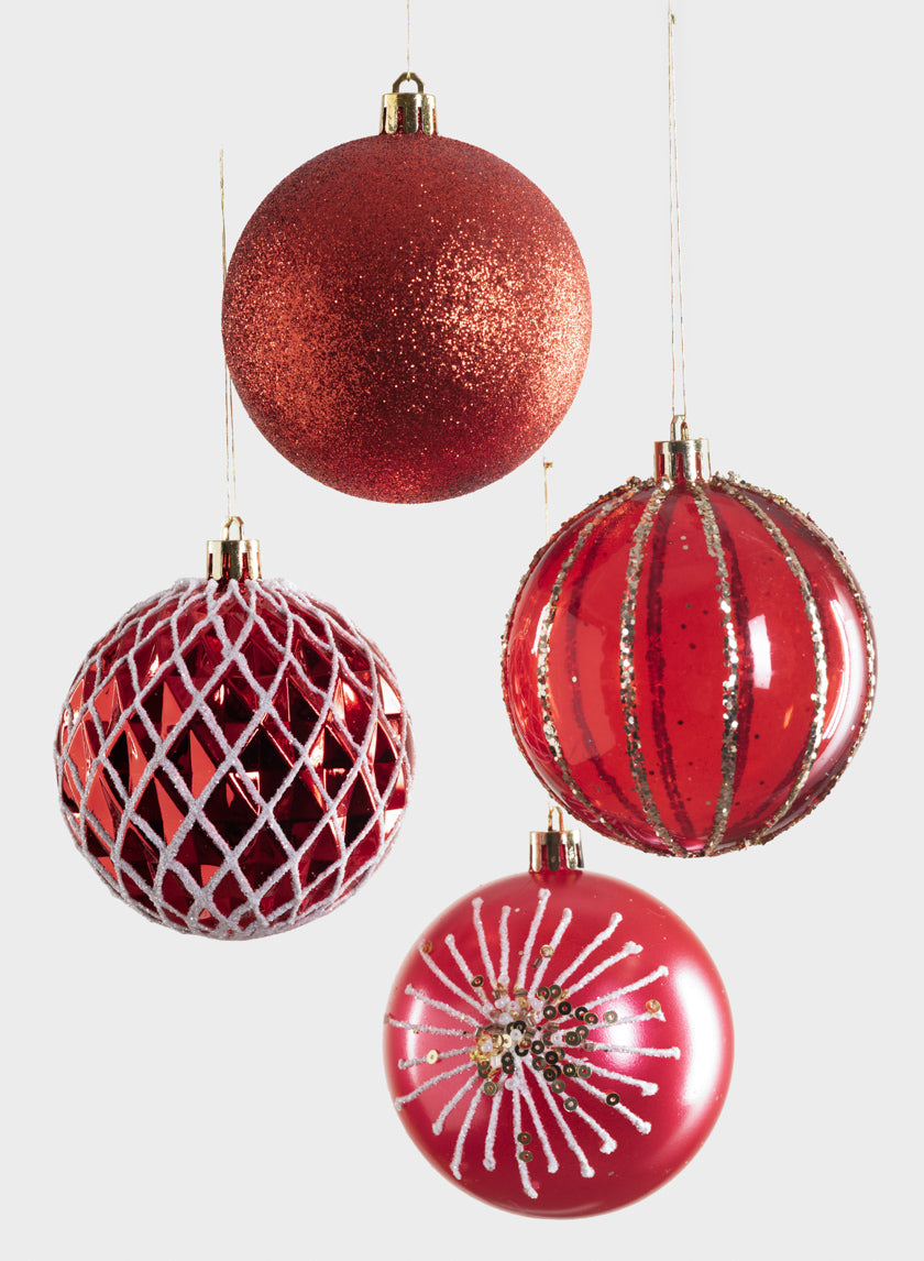 3in Round Red Luxe Ornament Collection Decor Jamali Garden