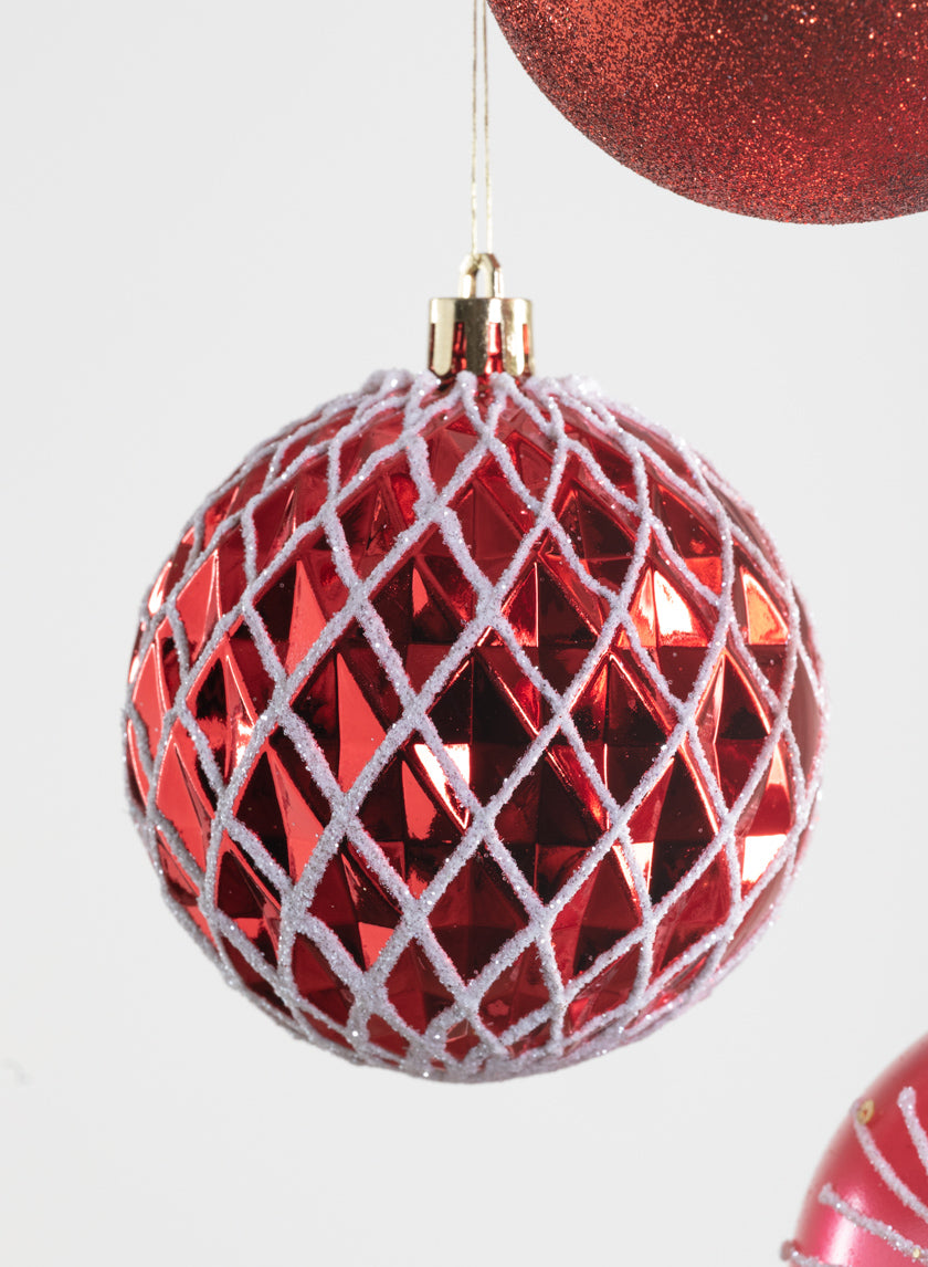 3in Round Red Luxe Ornament Collection Decor Jamali Garden