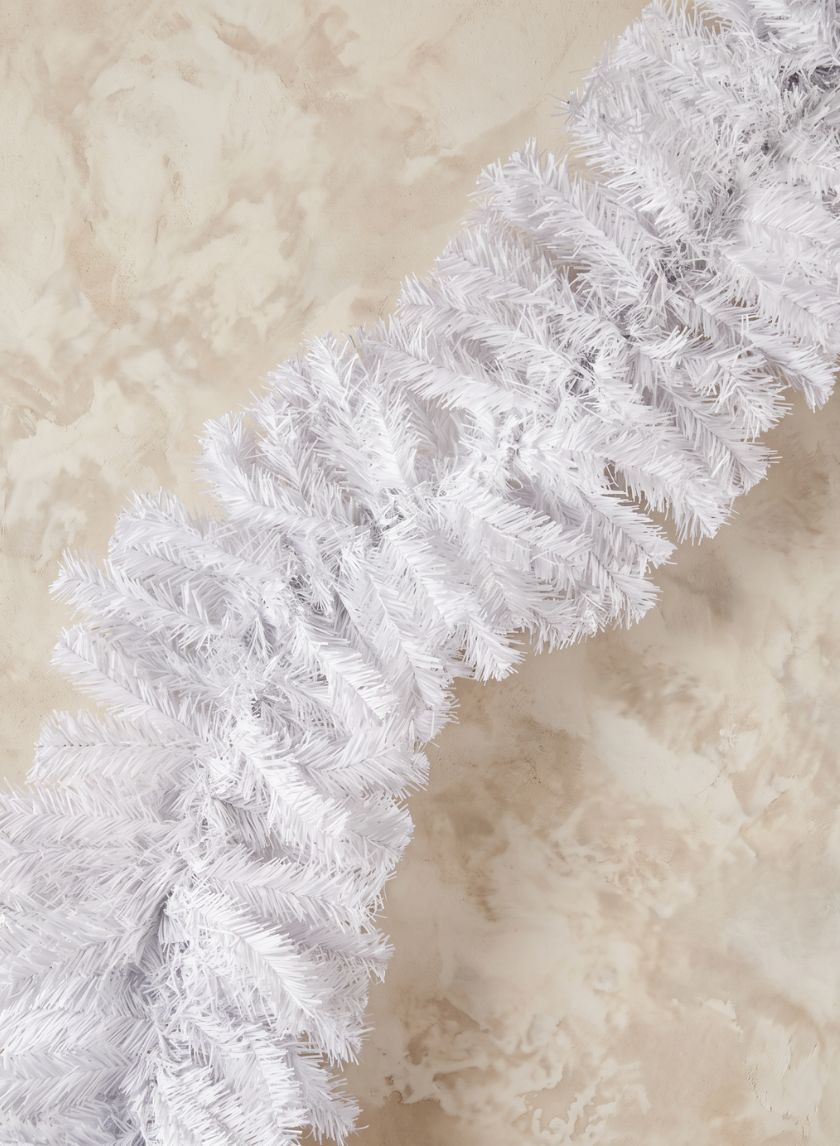 9ft Long White Pine Garland Decor Jamali Garden