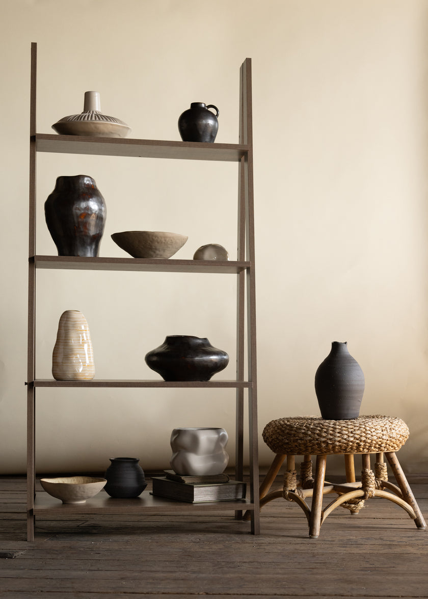 9in Tall Imari Aged Black Artisan Vase Decor Jamali Garden