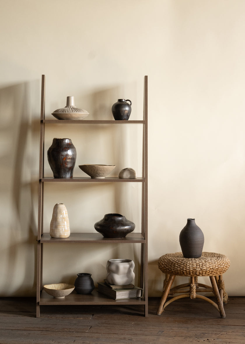 9in Tall Mashiko Aged Brown Artisan Urn Decor Jamali Garden