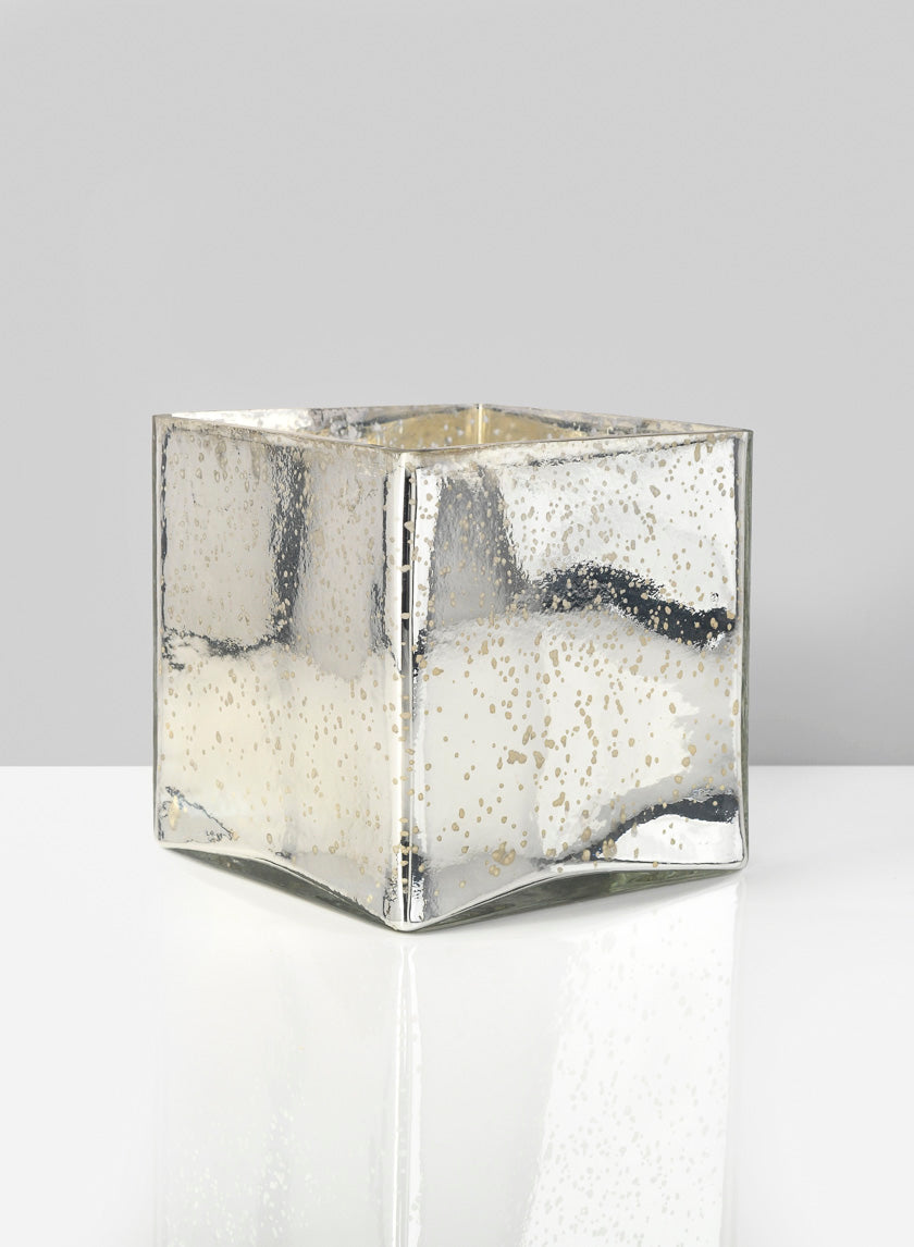 Antique Silver Glass Square Vases Decor Jamali Garden