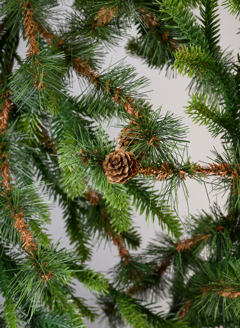 80in Long PE/Hard Needle Garland, 360 Tips, 16 Pinecones Decor Jamali Garden