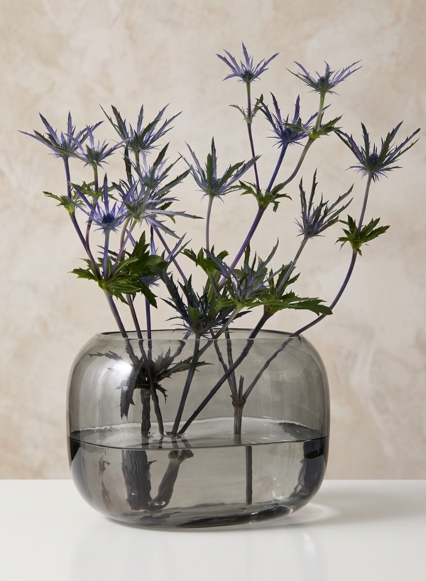 5.5in Tall Cool Grey Glass Square Fishbowl Vase Decor Jamali Garden