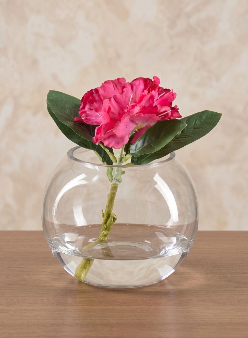 7.5in Wide Luster Dimpled Clear Fishbowl Glass Vase Decor Jamali Garden