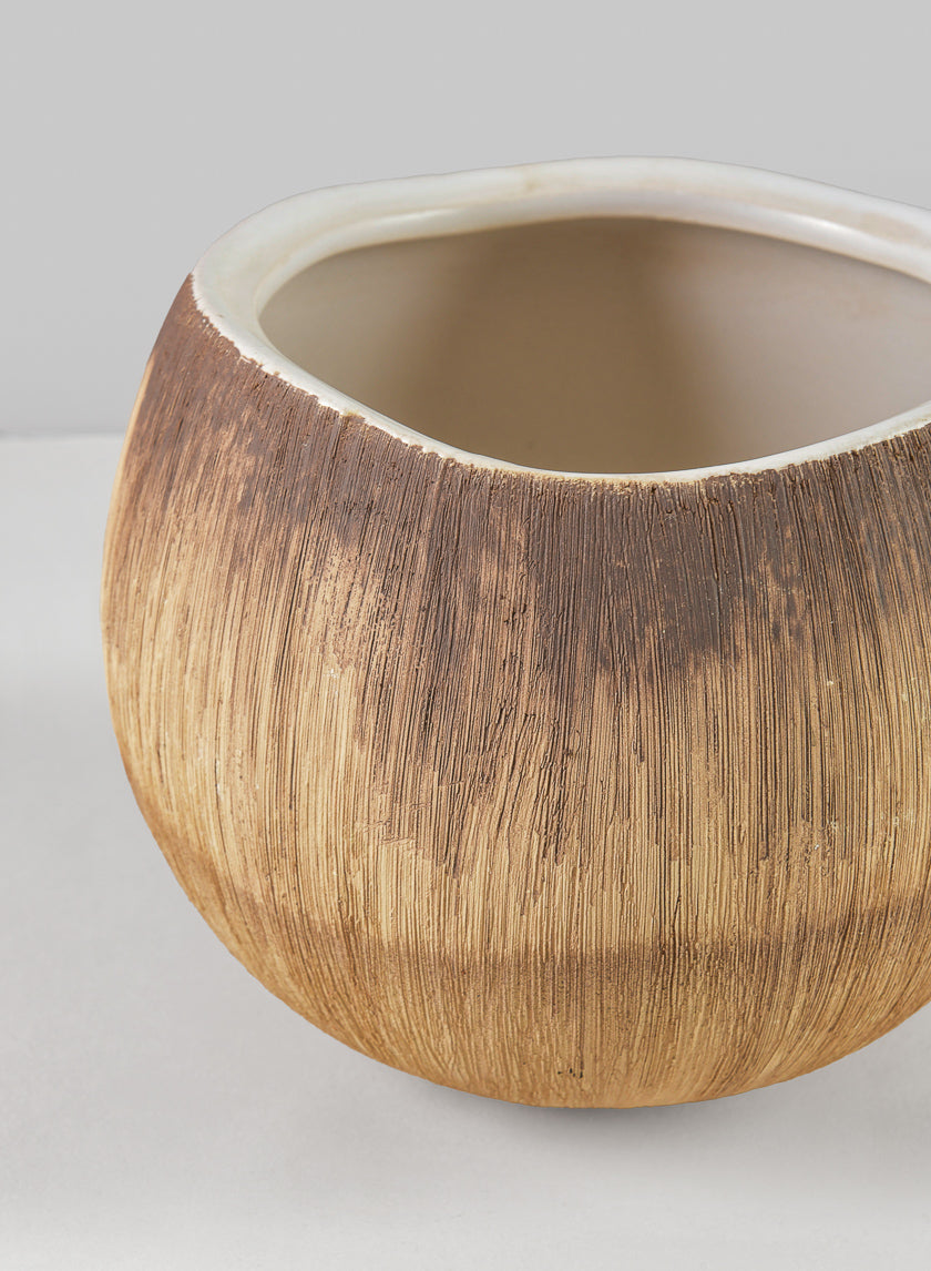 6in Wide Bali Coconut Ceramic Vase Decor Jamali Garden