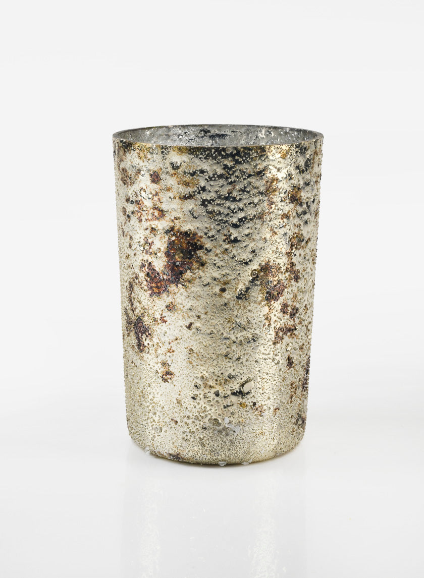 3 ¼in Tall Vintage Bronze & Silver Glass Votive, Set of 6 Decor Jamali Garden