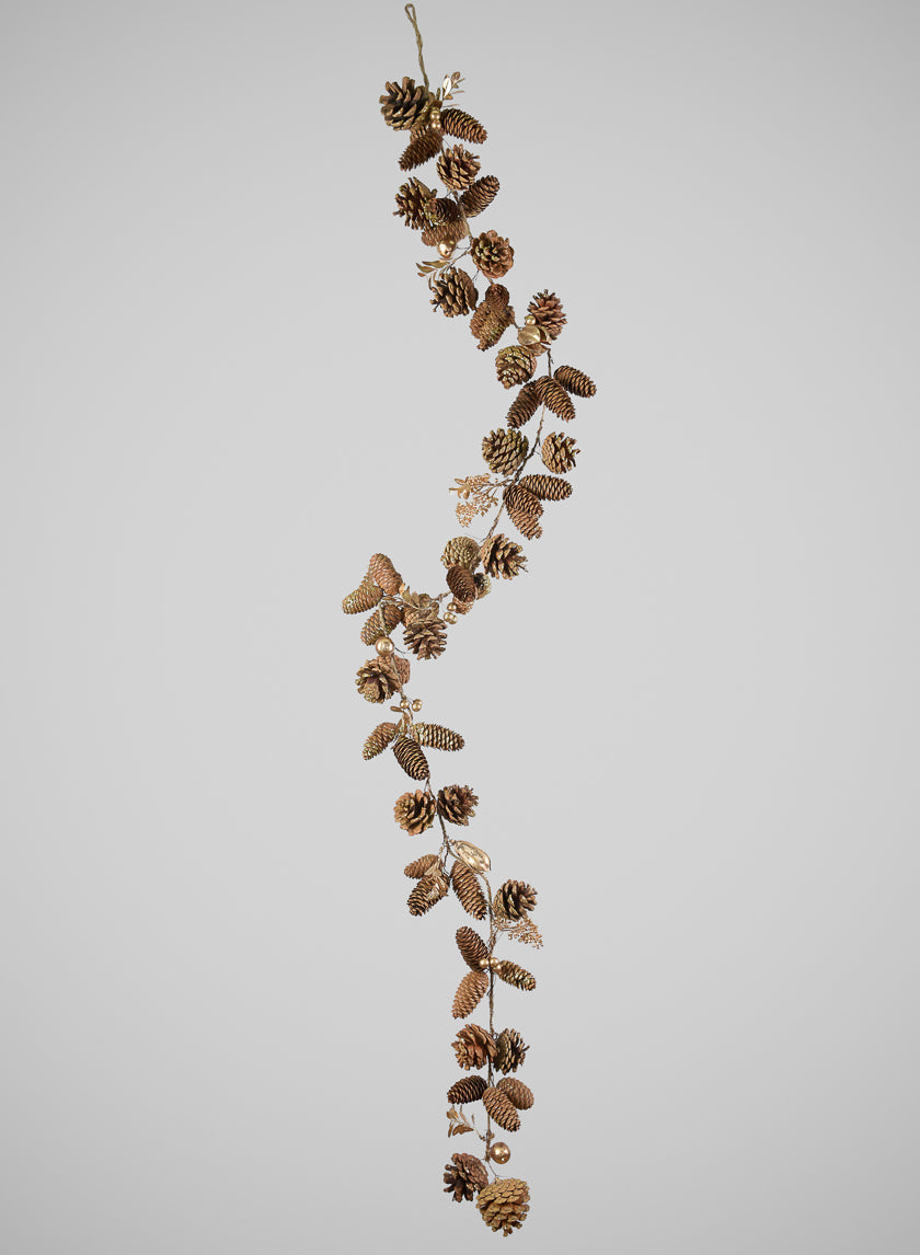 60in Long Gold Tipped Pinecone Garland, Case of 4 Decor Jamali Garden