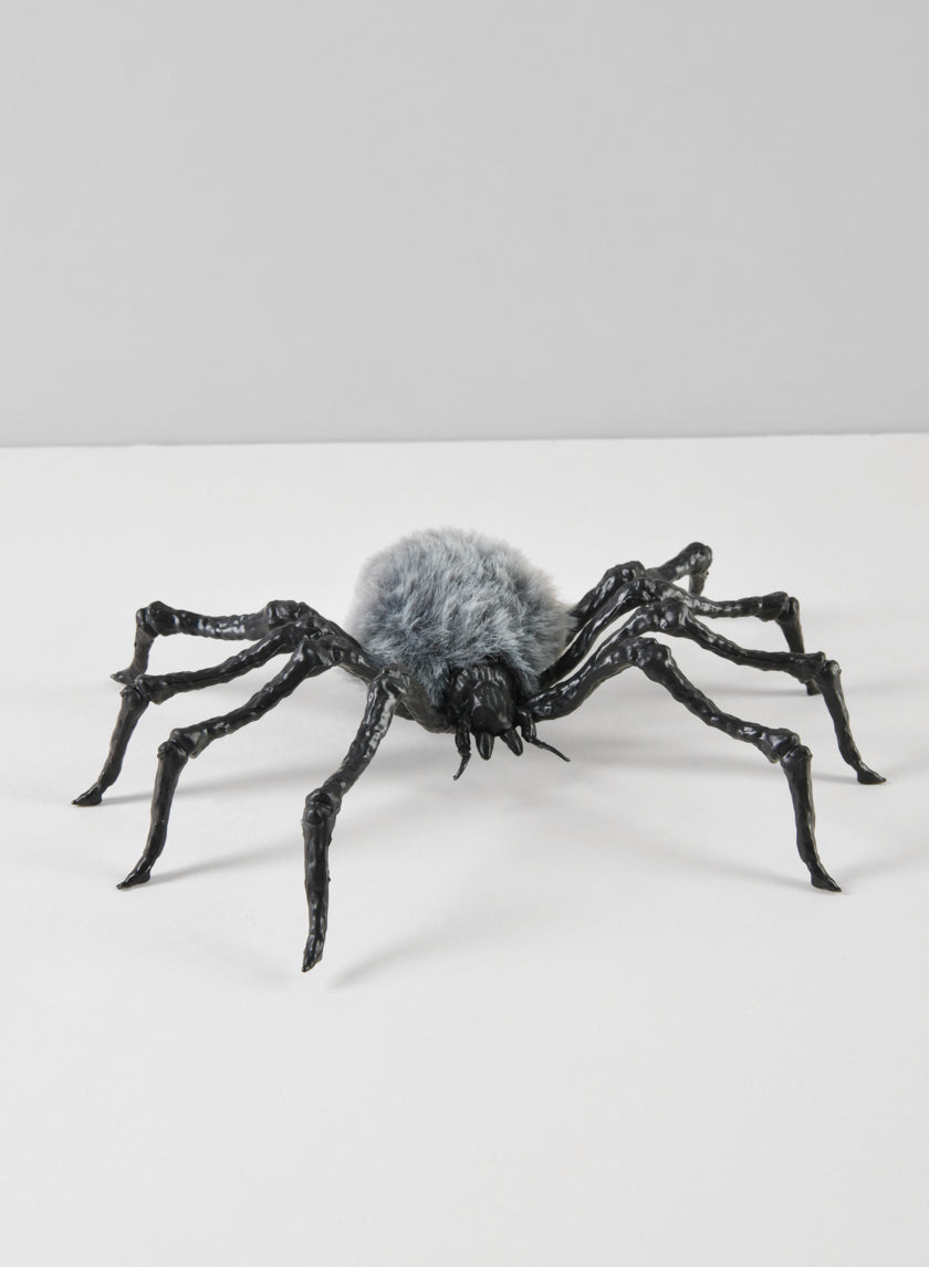 7in Long Grey Fluffy Spider, Large, Set of 2 Decor Jamali Garden