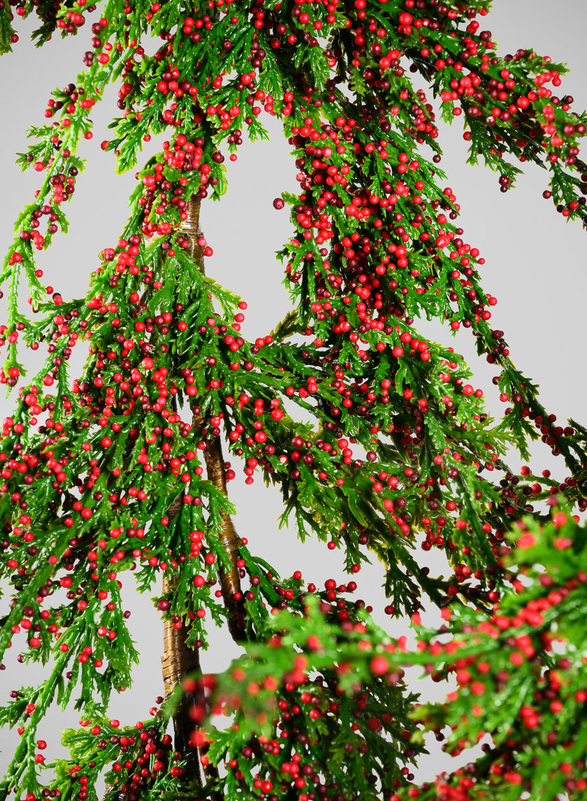 72in Long Pine With Red Mini Berry Garland Decor Jamali Garden