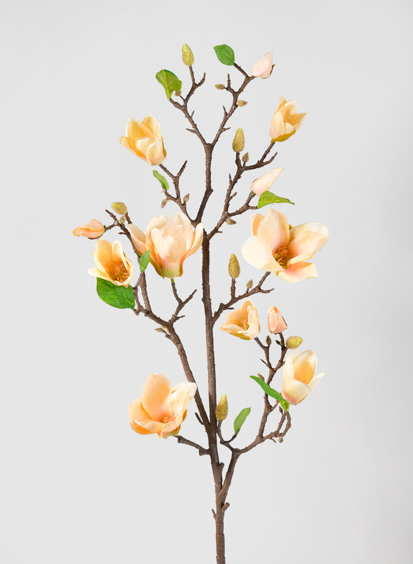 42in Long Peach Magnolia Blossom Branch, Case of 12 Decor Jamali Garden