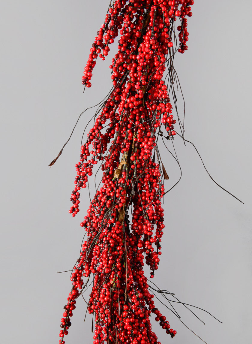 72in Long Red Mini Berry Garland Decor Jamali Garden