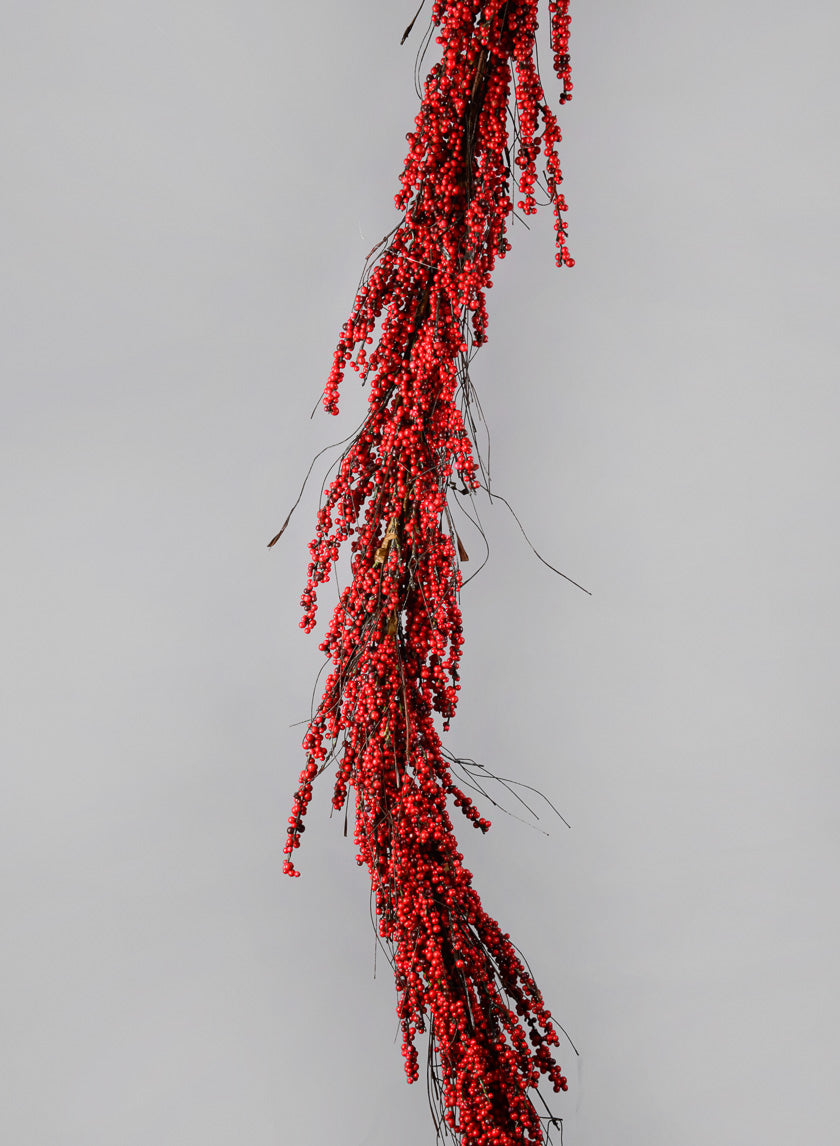 72in Long Red Mini Berry Garland Decor Jamali Garden