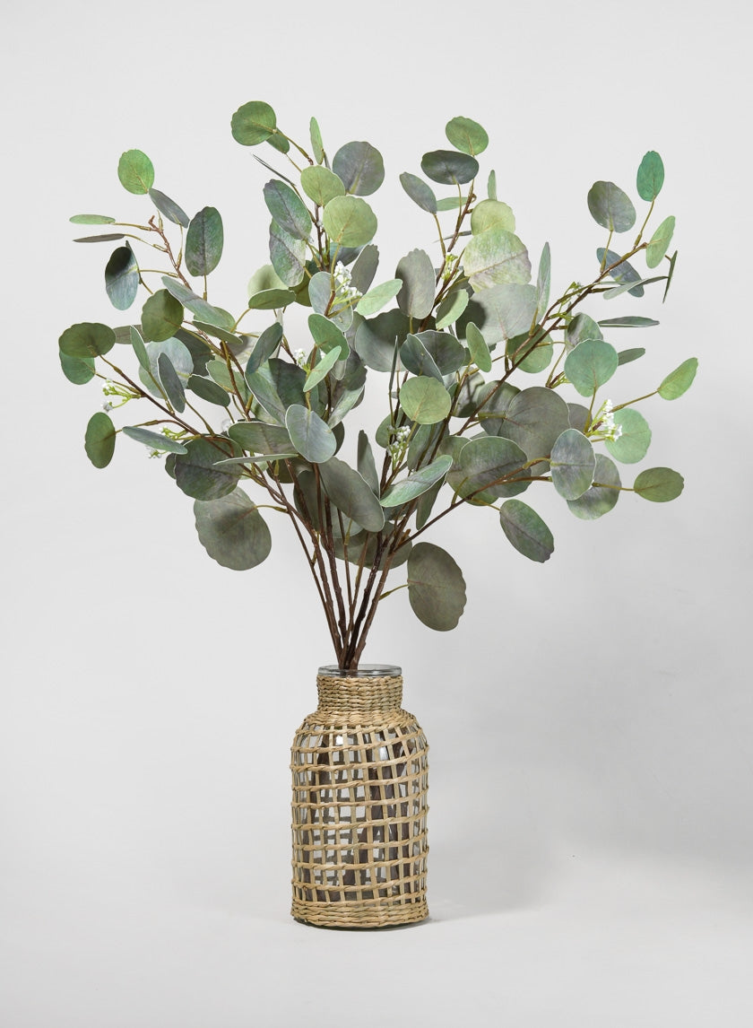 8in Tall Los Cabos Rattan Glass Vases, Set of 2 Decor Jamali Garden