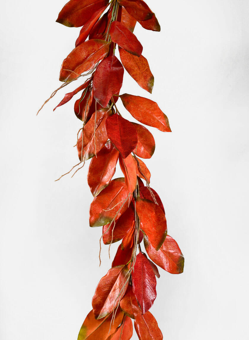 4ft Long Fall Magnolia Leaf Garland, Case of 4 Decor Jamali Garden