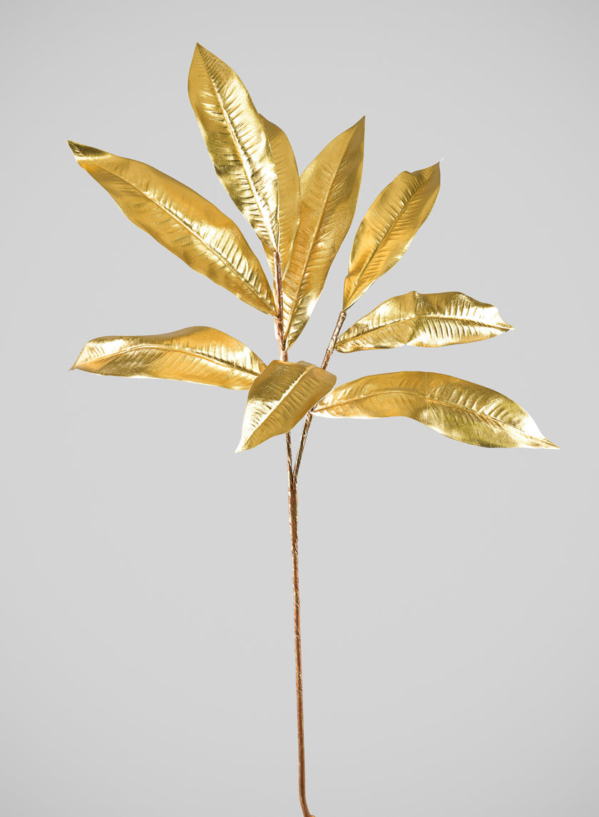 35in Long Gold Magnolia Leaf Spray, Case of 12 Decor Jamali Garden