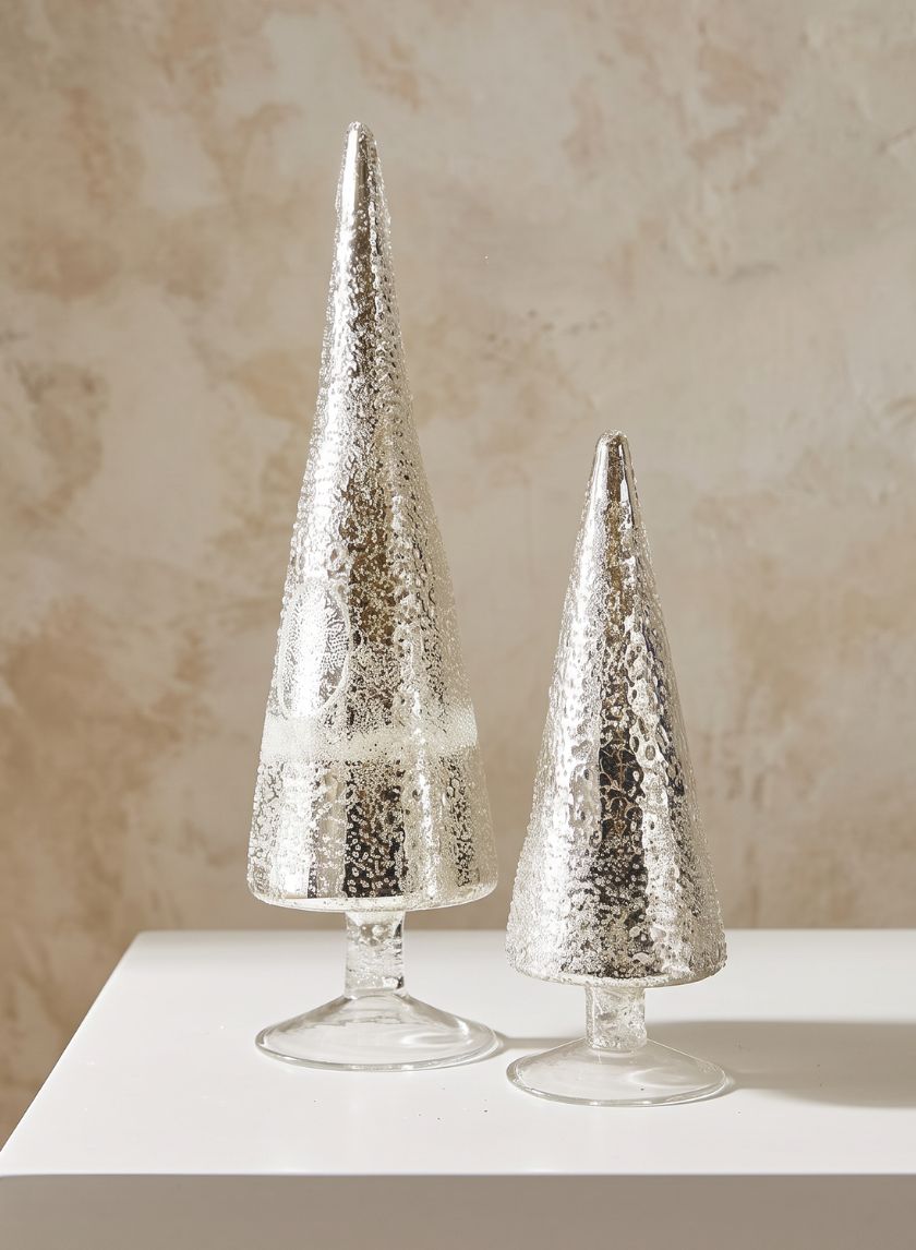 Iced Silver Tabletop Christmas Trees Decor Jamali Garden