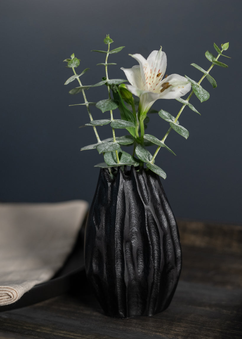 Aluminum Cosmos Black Bark Look Vase Decor Jamali Garden