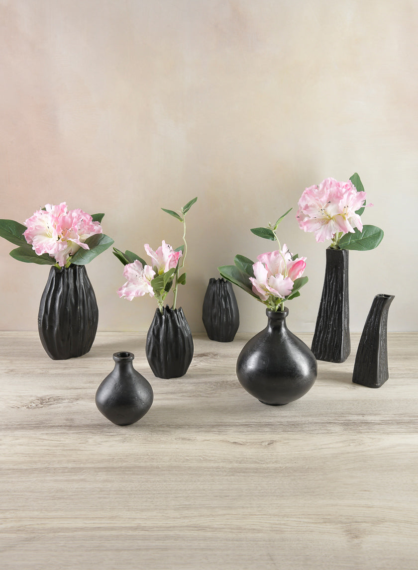 Aluminum Cosmos Black Bark Look Vase