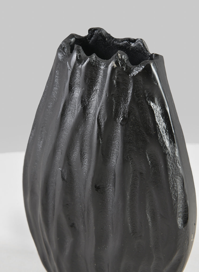 6.75in Tall Aluminum Cosmos Black Bark Look Vase Decor Jamali Garden