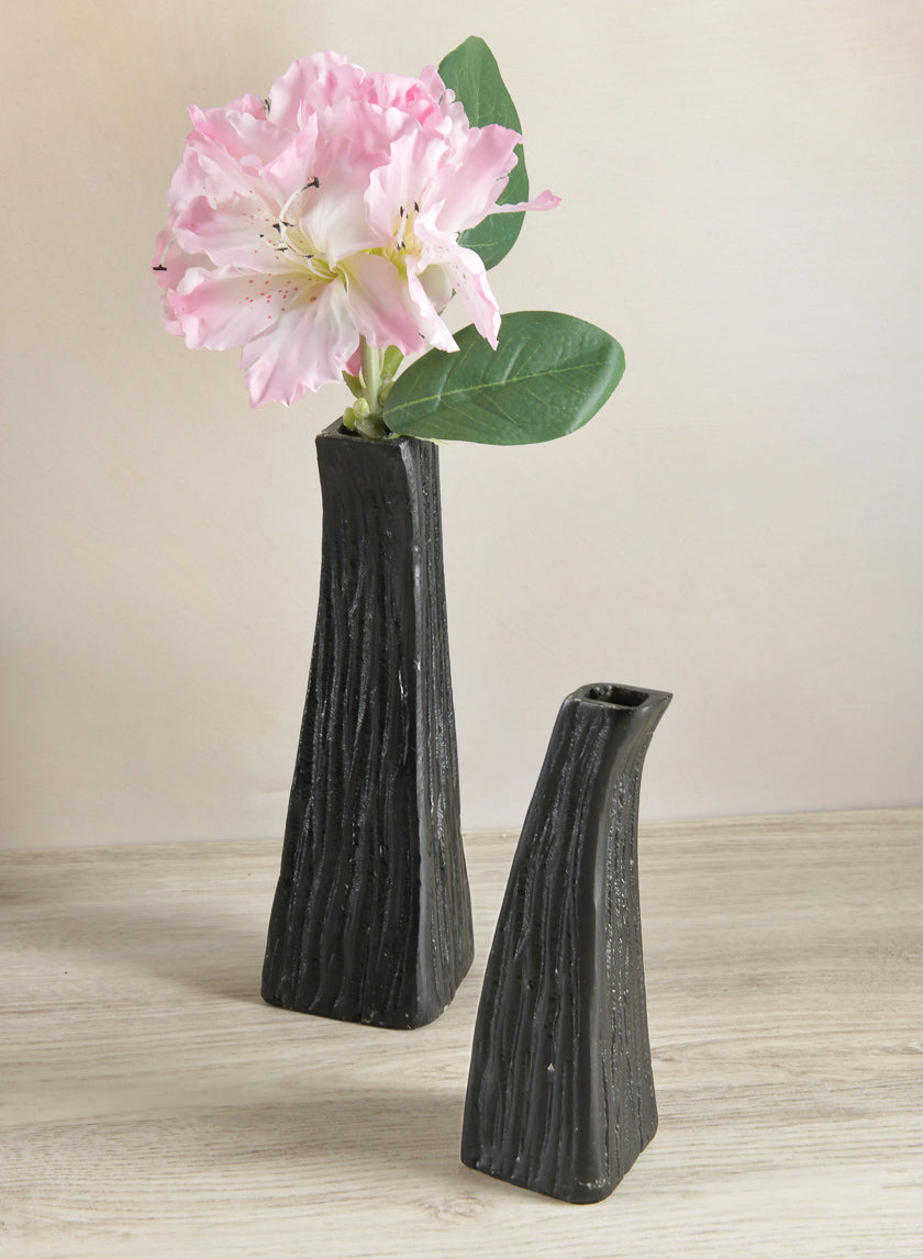 8in Tall Aluminum Emma Barn Style Black Mini Vase Decor Jamali Garden