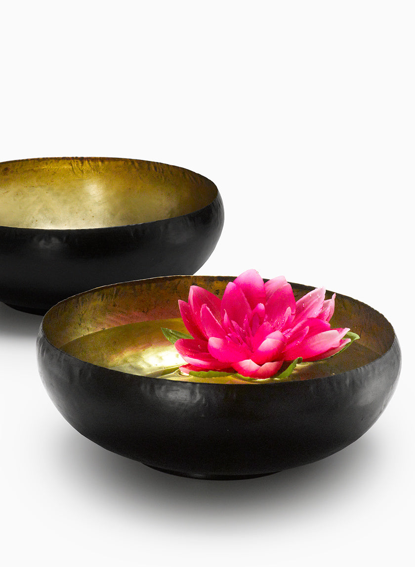 12in Wide Chennai Black Out Gold In Aluminum Bowl Decor Jamali Garden