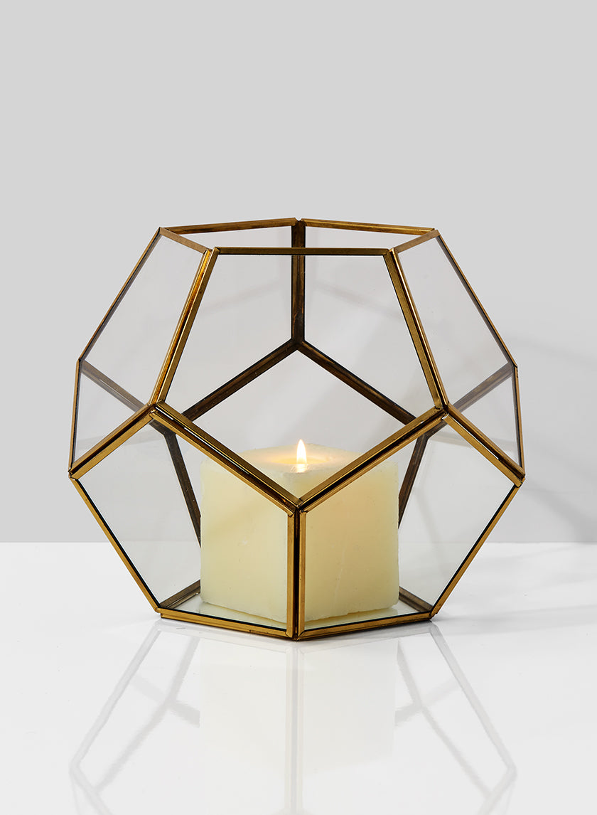 10in Wide Glass Honeycomb Candleholder Decor Jamali Garden