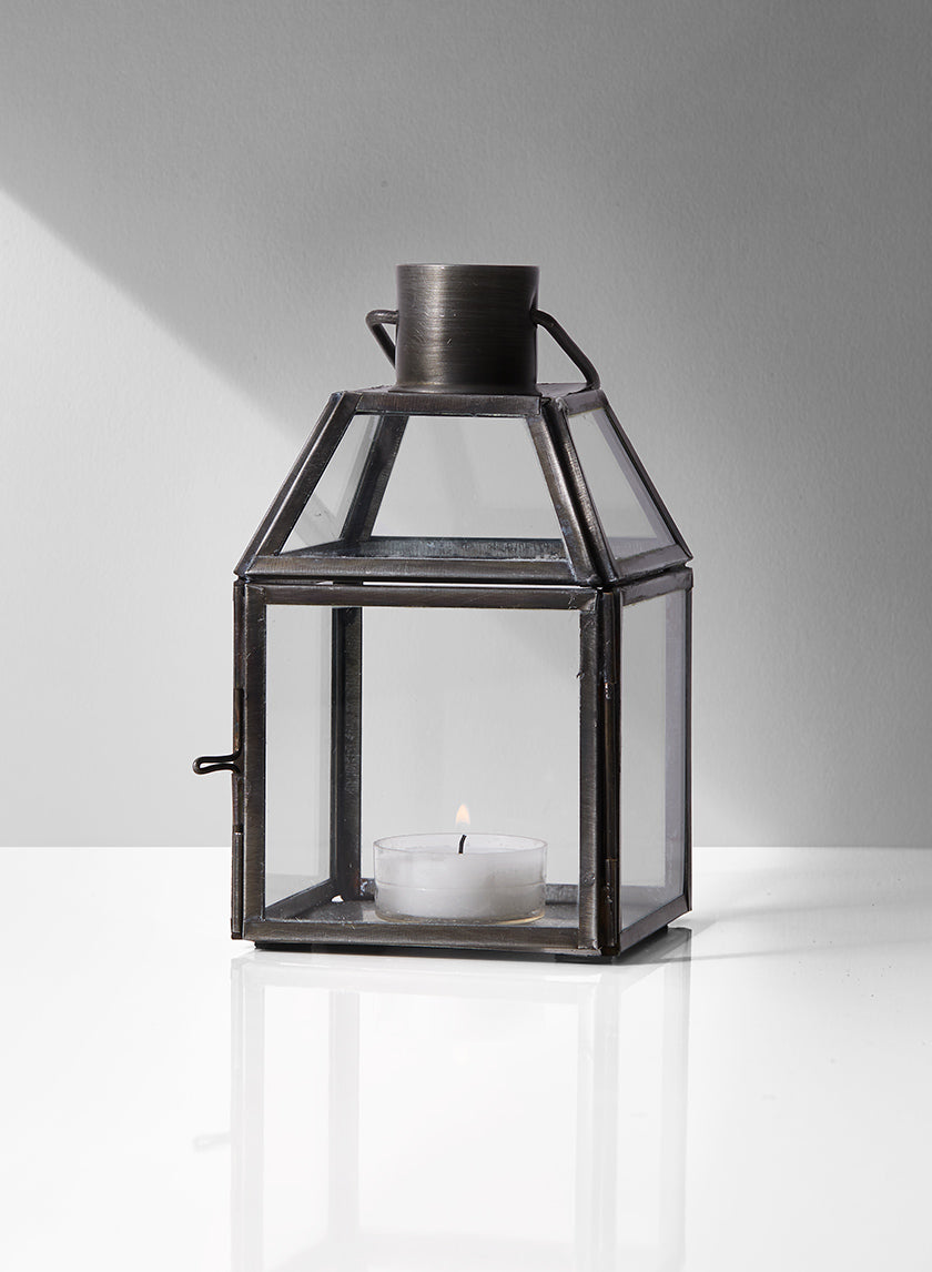 6in Square Antique Zinc Lantern Decor Jamali Garden