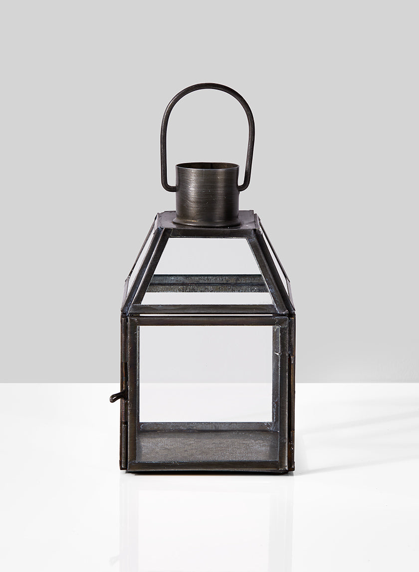 6in Square Antique Zinc Lantern Decor Jamali Garden