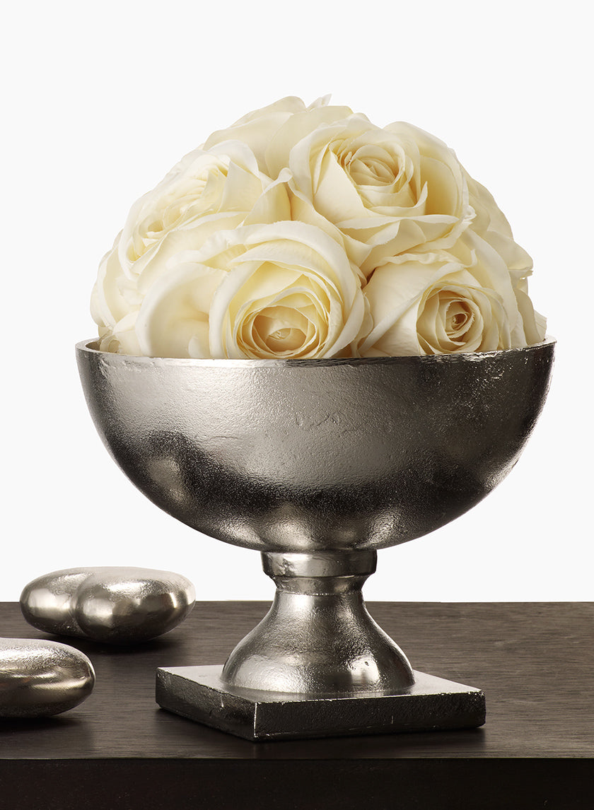 8in Wide Nickel Footed Bowl Decor Jamali Garden