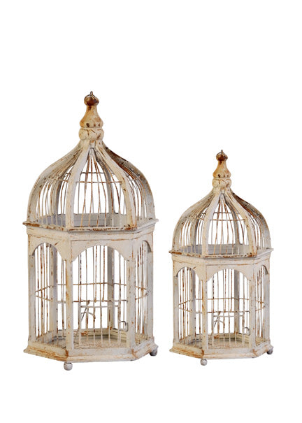 Antiqued Cream Decorative Birdcages Decor Jamali Garden