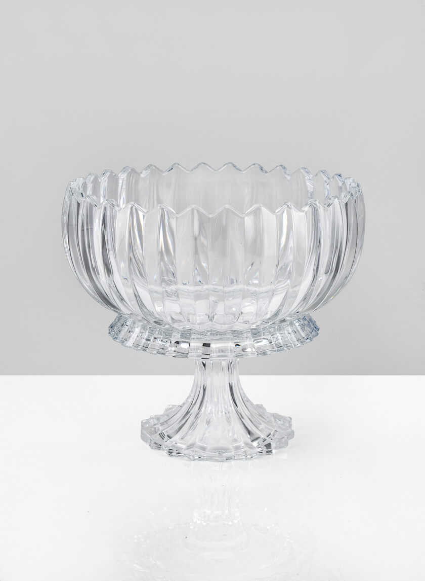 9in Wide Arctic Ice Glass Compote Decor Jamali Garden
