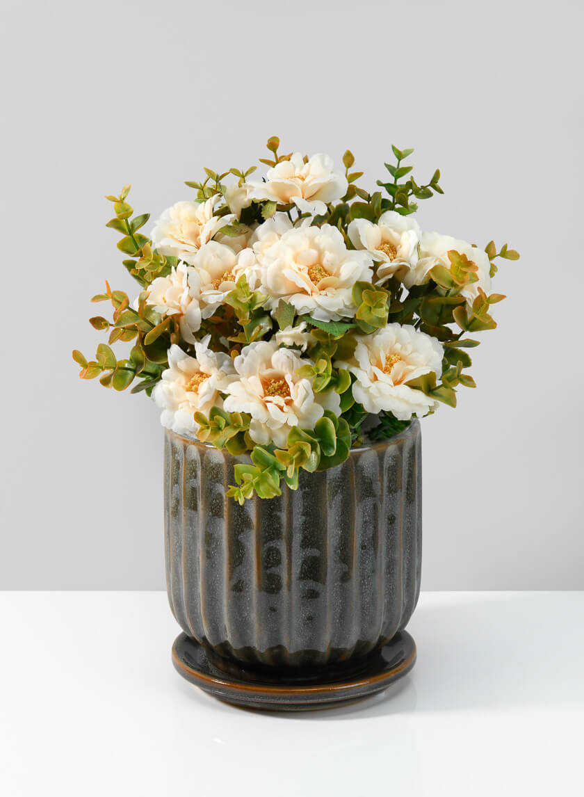 Tulum Avocado Green Pot with Saucer Decor Jamali Garden