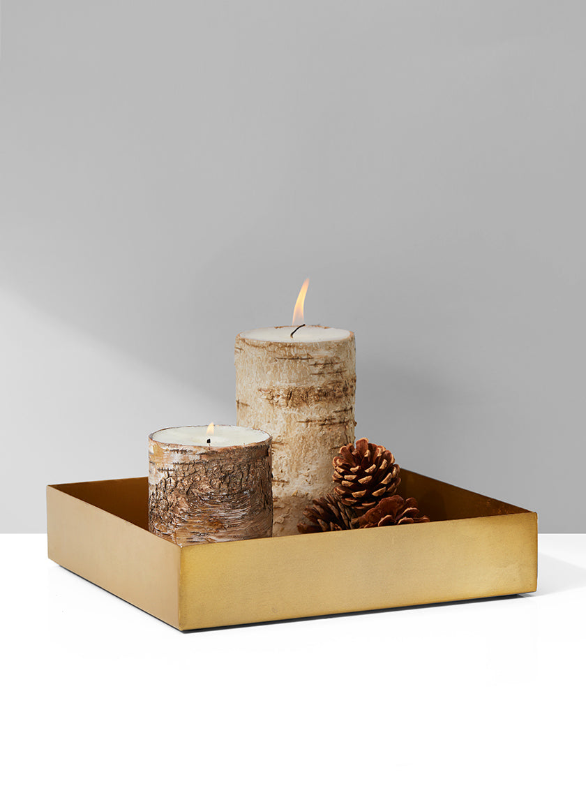 9.5in Square Gold Metal Tray Decor Jamali Garden