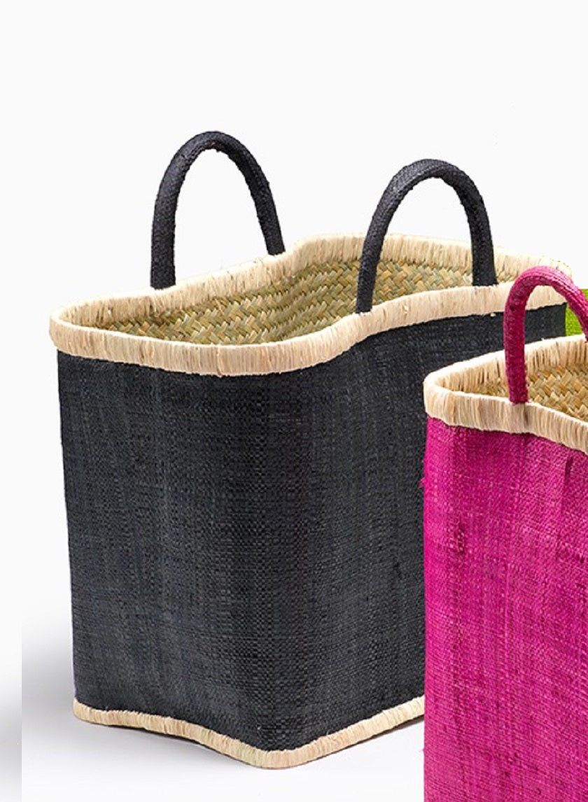 Large Black Raffia Tote Decor Jamali Garden