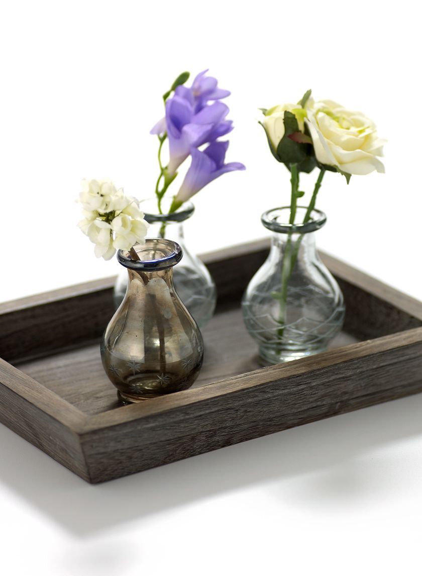 3.75in Tall Cut Work Clear Glass Bottle Vase, Set of 6 Decor Jamali Garden