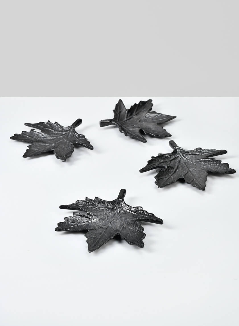4.75in Wide Dark Platinum Maple Leaf Tray, Set of 4 Decor Jamali Garden