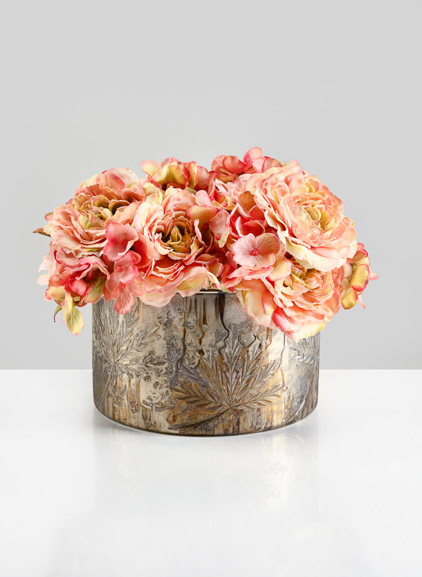 7in Wide Cairo Vintage Glass Silver Low Bowl Decor Jamali Garden