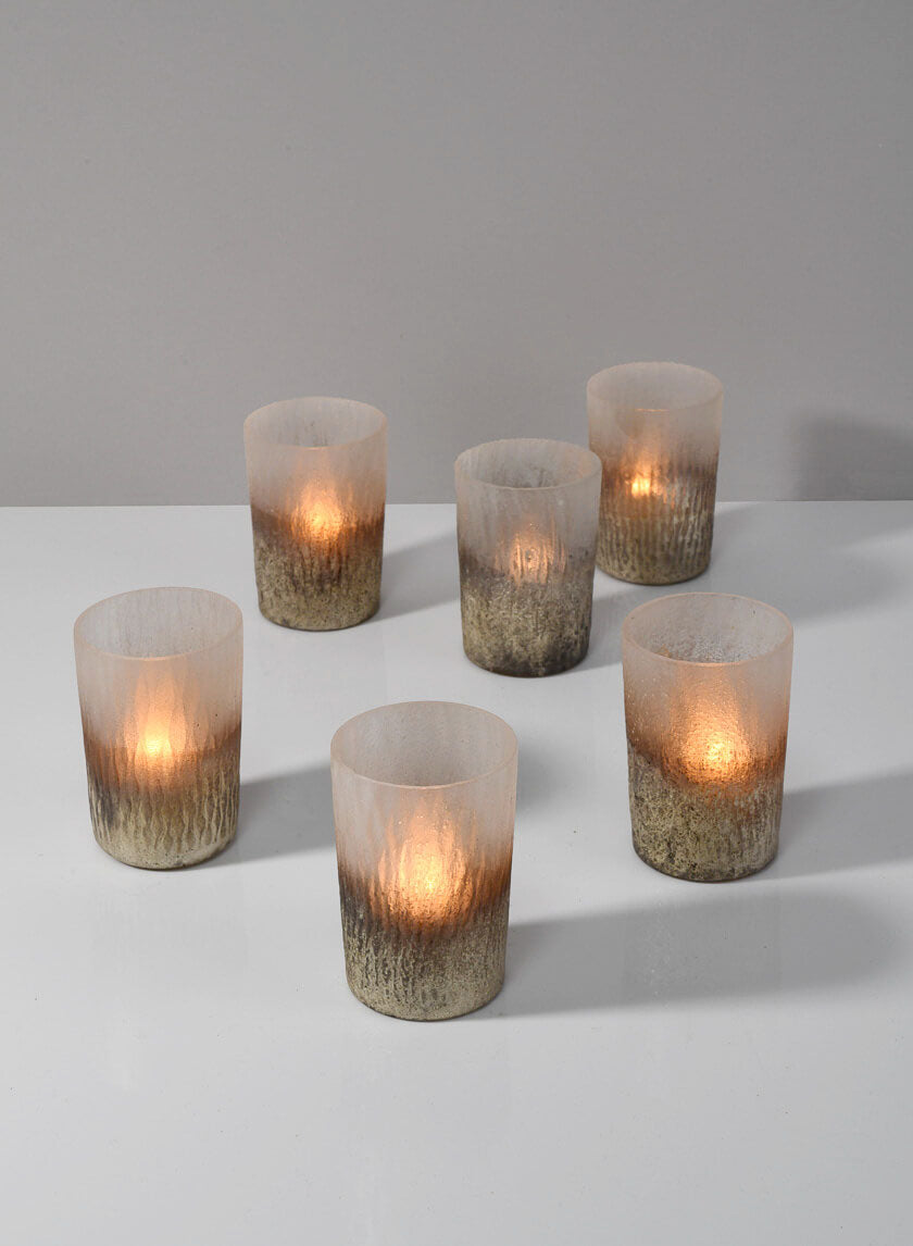 3in Tall Ombre Gold Frost Glass Votive Holder, Set of 6 Decor Jamali Garden