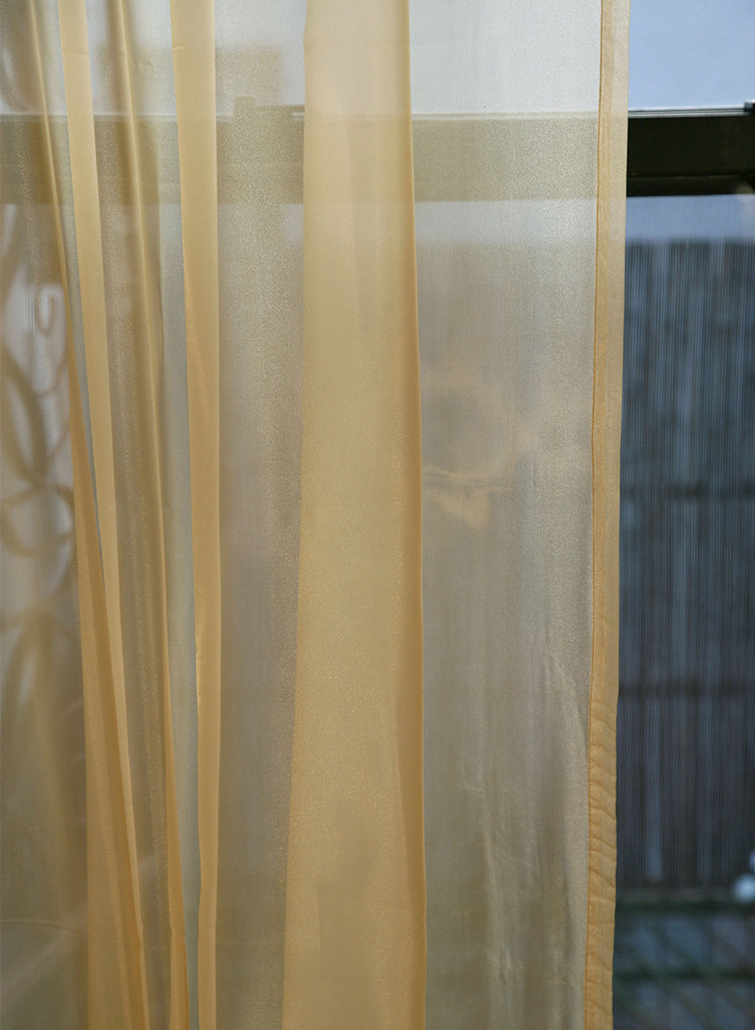 90in & 102in Champagne Organza Curtain Panels Decor Jamali Garden
