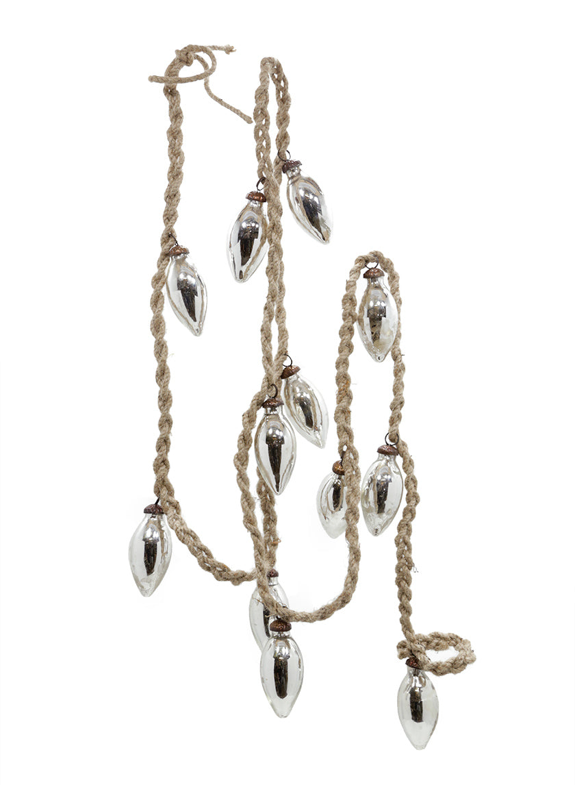 6.5ft Long Mini Silver Mercury C7 Ornament Bulb Rope Garland Decor Jamali Garden